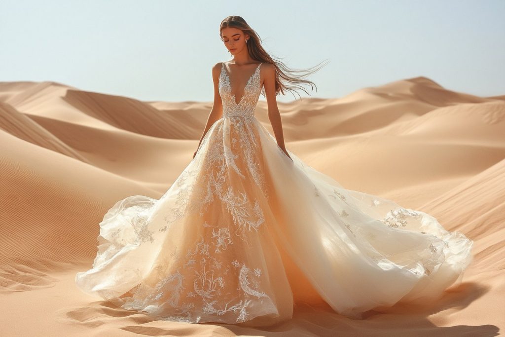 Princesse du désert : robes de bal inspirées par les dunes dorées