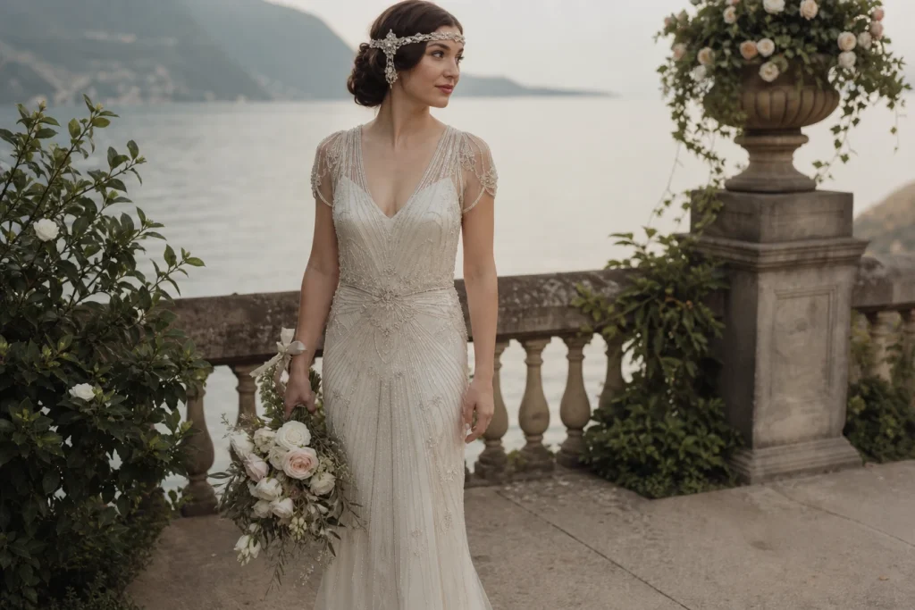 Destination wedding et esprit 1920 : pourquoi la robe gatsby voyage si bien