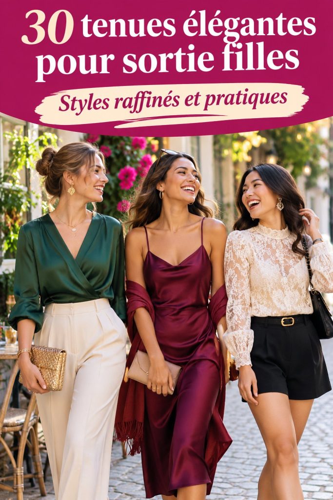 Un ensemble de tenues élégantes pour sorties entre filles, montrant une variété de styles.